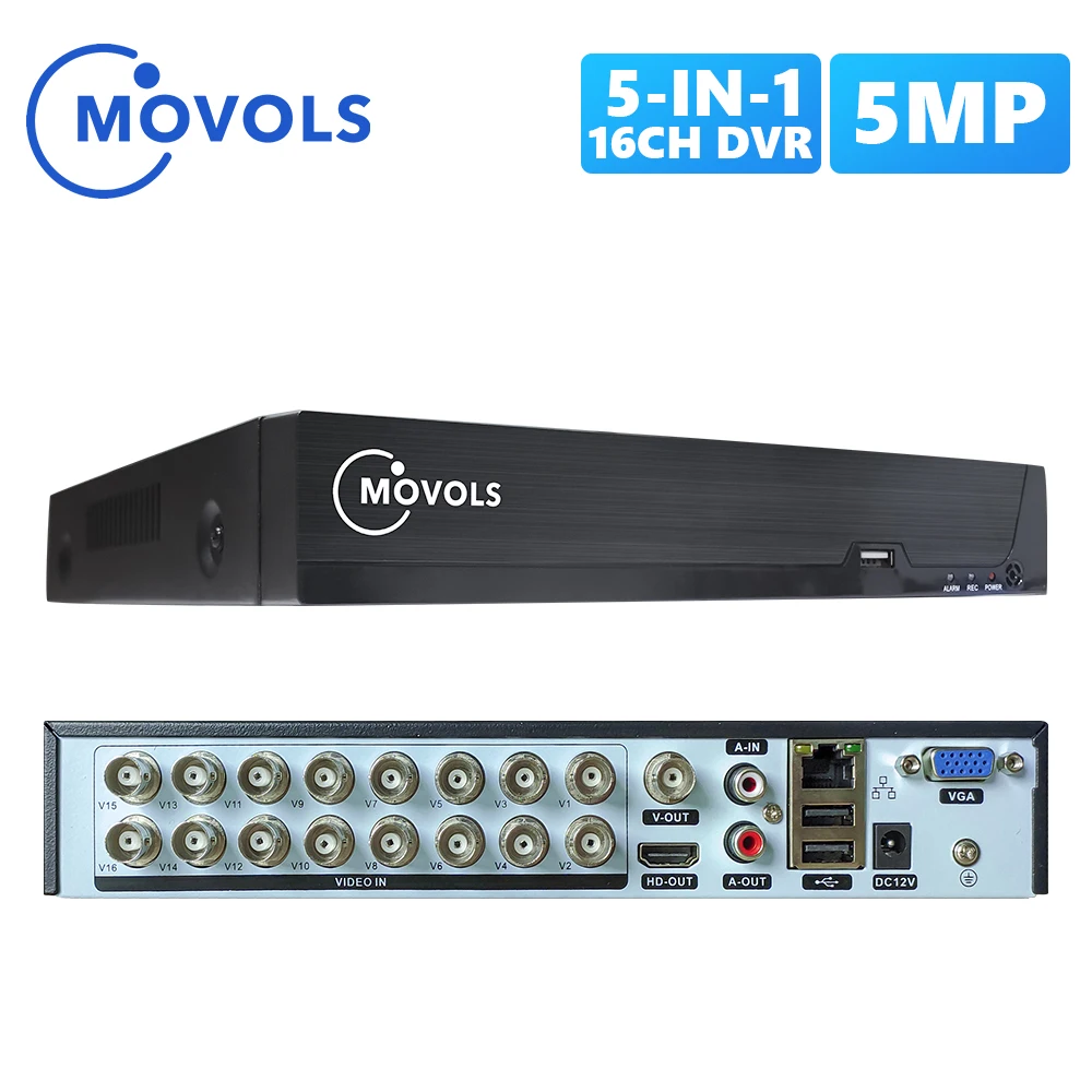 

MOVOLS DVR 16CH CCTV Video Recorder For AHD Camera Analog Camera IP Camera Onvif P2P 5MP H.265 SATA support install 2pcs HDD DVR