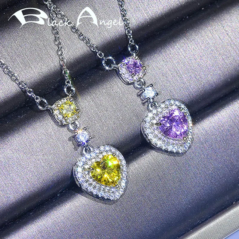 BLACK ANGEL 925 Silver Citrine Luxury Pink Crystal Gemstone CZ Heart Pendant Necklace 2020 New For Women Jewelry Wedding Gift
BLACK ANGEL 925 Silver Citrine Luxury Pink Crystal Gemstone CZ Heart Pendant Necklace 2020 New For Women Jewelry Wedding Gift