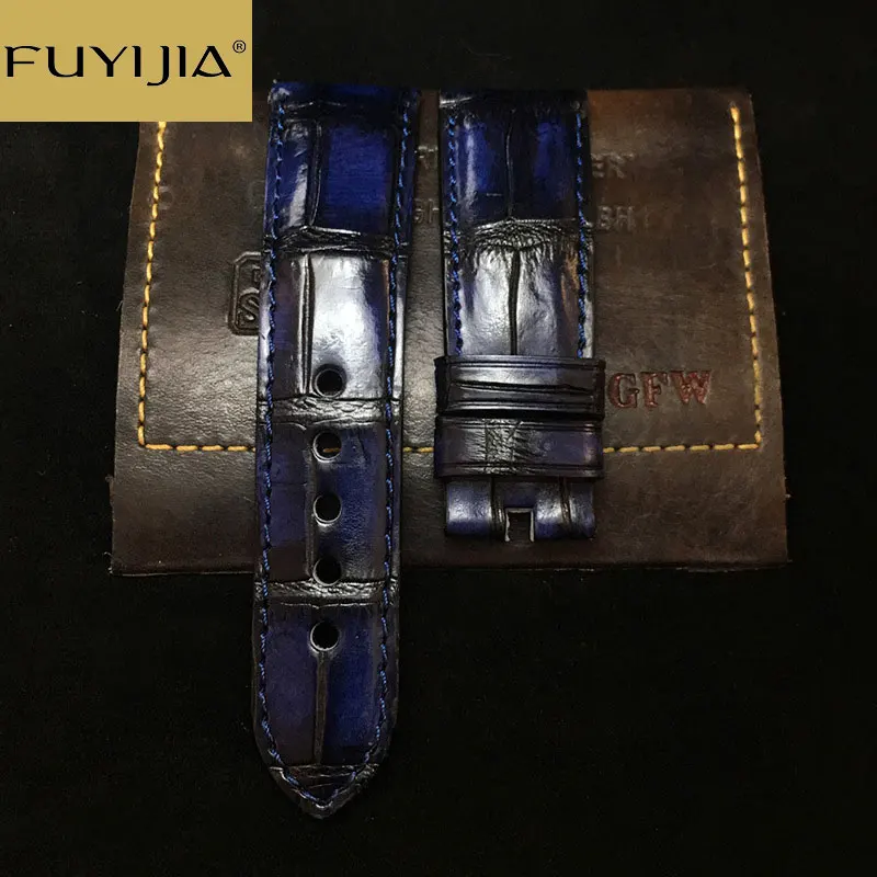 New FUYIJIA Blue Crocodile Watch Band 20MM 22MM 24MM Custom Genuine Alligator Watchbands men women strap Top Brand Leather Belt 
New FUYIJIA Blue Crocodile Watch Band 20MM 22MM 24MM Custom Genuine Alligator Watchbands men women strap Top Brand Leather Belt