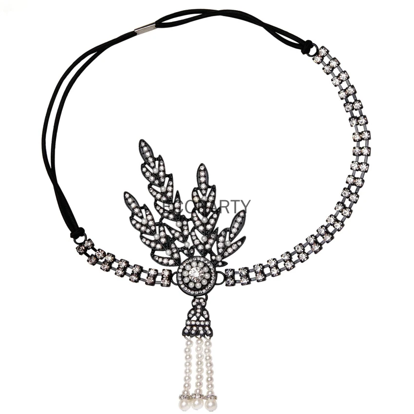 

1920s Flapper Accessories Set Great Gatsby Costume Diamond Headband Necklace Gloves Earring Cigarette Holder Women Gala Party