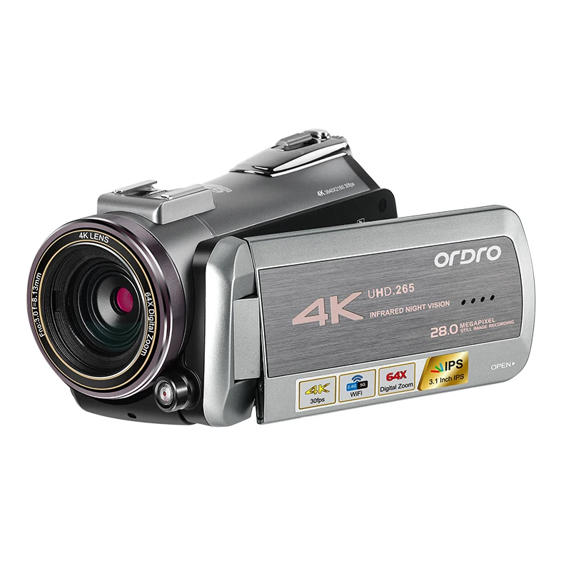 ORDRO AZ50 wifi Real 4K 30FPS видеокамера H.265 видео формат поддержка подключения стерео