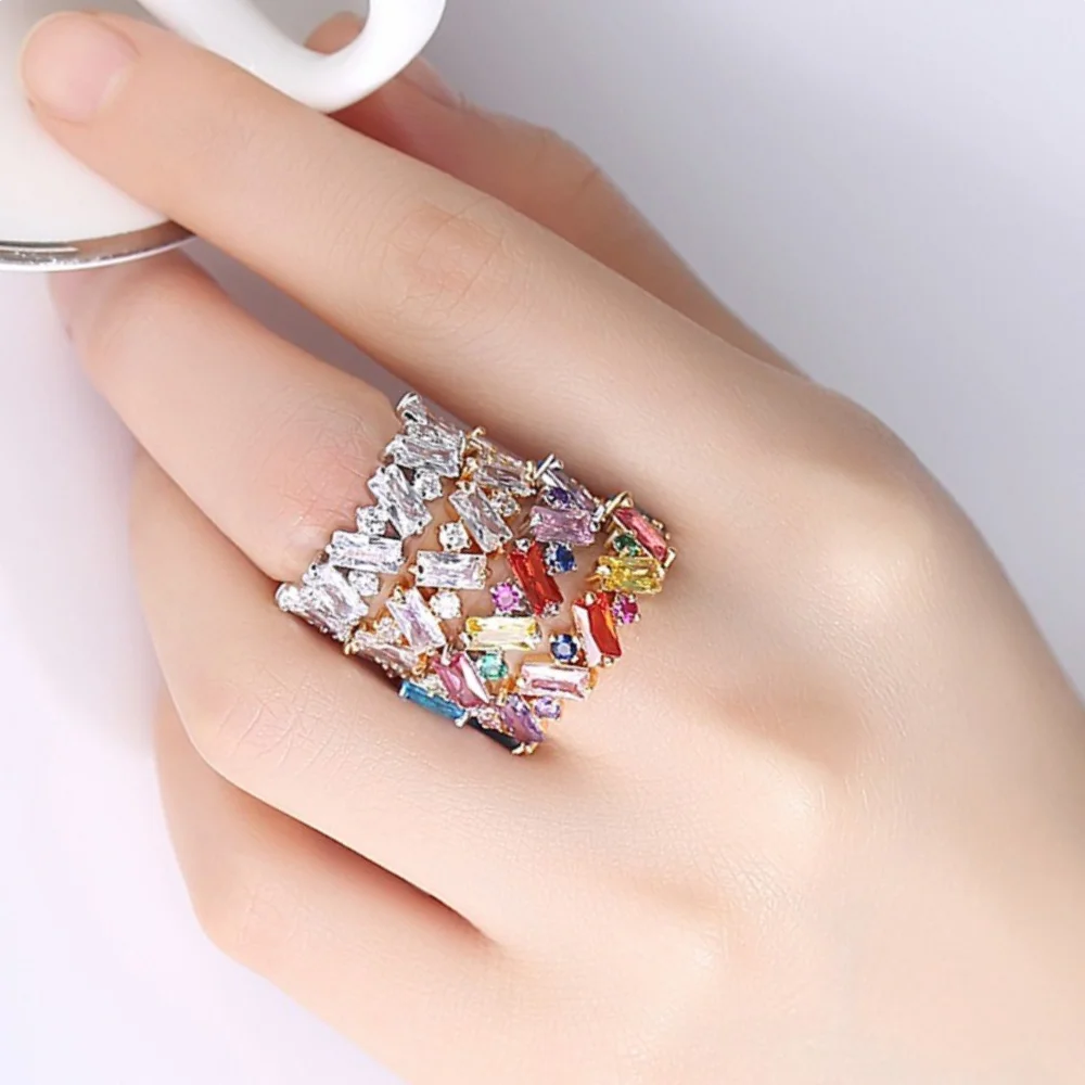 AMC Luxury Colorful Ring Wedding Engagement Dainty Jewellry Ring With Colorful Stone AAA Cubic Zircon Romantic Gift For Women
AMC Luxury Colorful Ring Wedding Engagement Dainty Jewellry Ring With Colorful Stone AAA Cubic Zircon Romantic Gift For Women