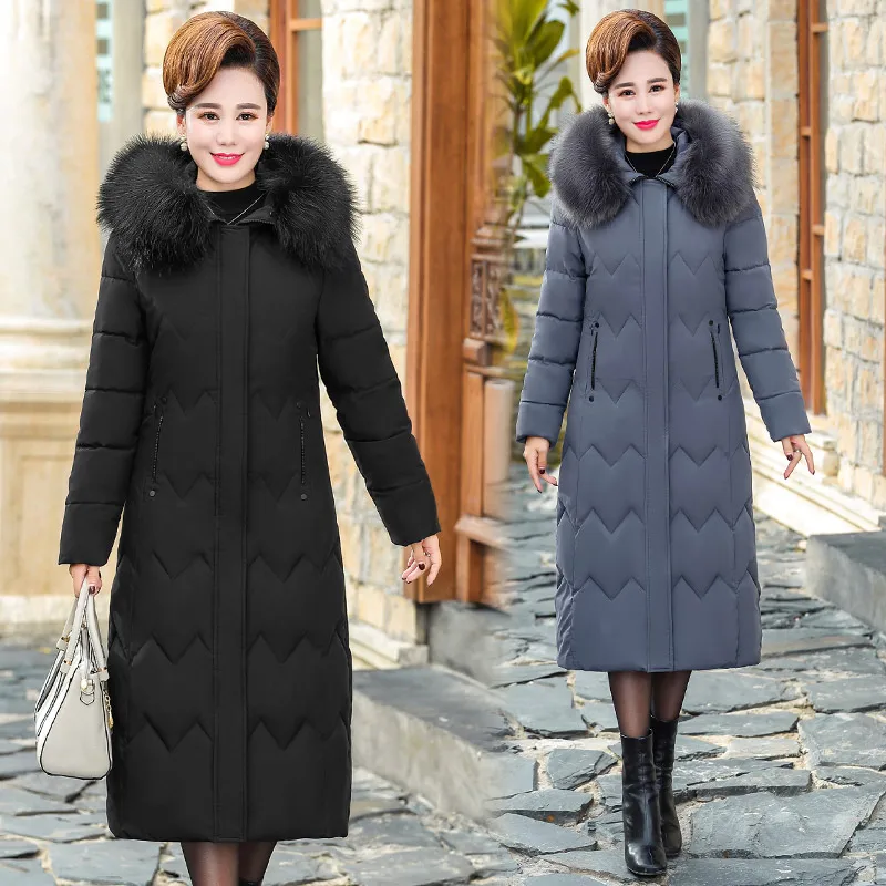 2022 New Winter Jacket Women Hooded Fur Collar X-long Thicken Middle-aged Womens Winter Coats Cotton Long Parkas 
2022 New Winter Jacket Women Hooded Fur Collar X-long Thicken Middle-aged Womens Winter Coats Cotton Long Parkas
