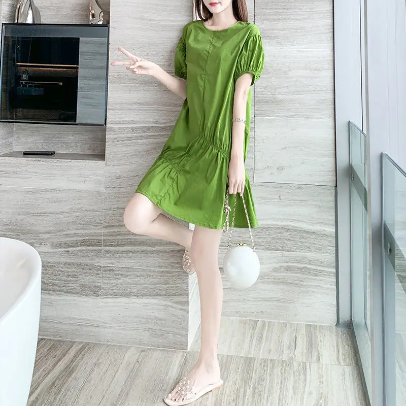 2021 Women Spring Summer Vintage Pleated Vestidos Lady O Neck Short Sleeve Pleated A-line Dress Female Casual Solid Dresses J111
2021 Women Spring Summer Vintage Pleated Vestidos Lady O Neck Short Sleeve Pleated A-line Dress Female Casual Solid Dresses J111