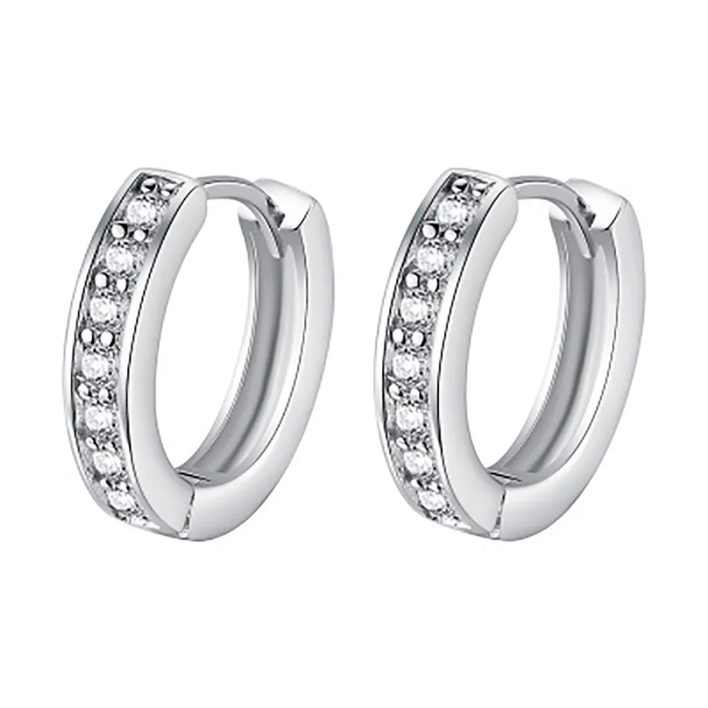 Women Elegant Silver Color Entrenched Zircon Craft Glittering Classic Simple Hoop Earrings Jewelry Gift
Women Elegant Silver Color Entrenched Zircon Craft Glittering Classic Simple Hoop Earrings Jewelry Gift