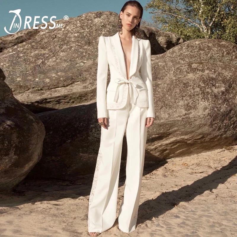 INDRESSME 2019 модный новый OL Элегантный Jag комплект из двух предметов сексуальный