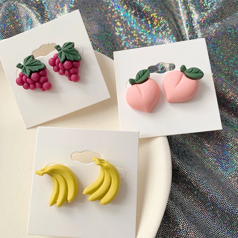 Cute Multiple Colourful Peach Banana Strawberry Pendant Earrings for Women Ladies Cartoon Fruit Arcylic Stud Earrings Jewelry 
Cute Multiple Colourful Peach Banana Strawberry Pendant Earrings for Women Ladies Cartoon Fruit Arcylic Stud Earrings Jewelry