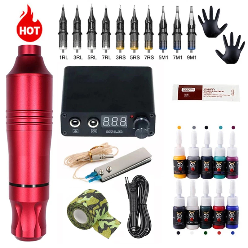 Professional Tattoo Machine Kit Tattoo Power Supply Rotary Pen With Cartridges Needle Tattoo Pen For Tattoo Beginners Artist
Professional Tattoo Machine Kit Tattoo Power Supply Rotary Pen With Cartridges Needle Tattoo Pen For Tattoo Beginners Artist