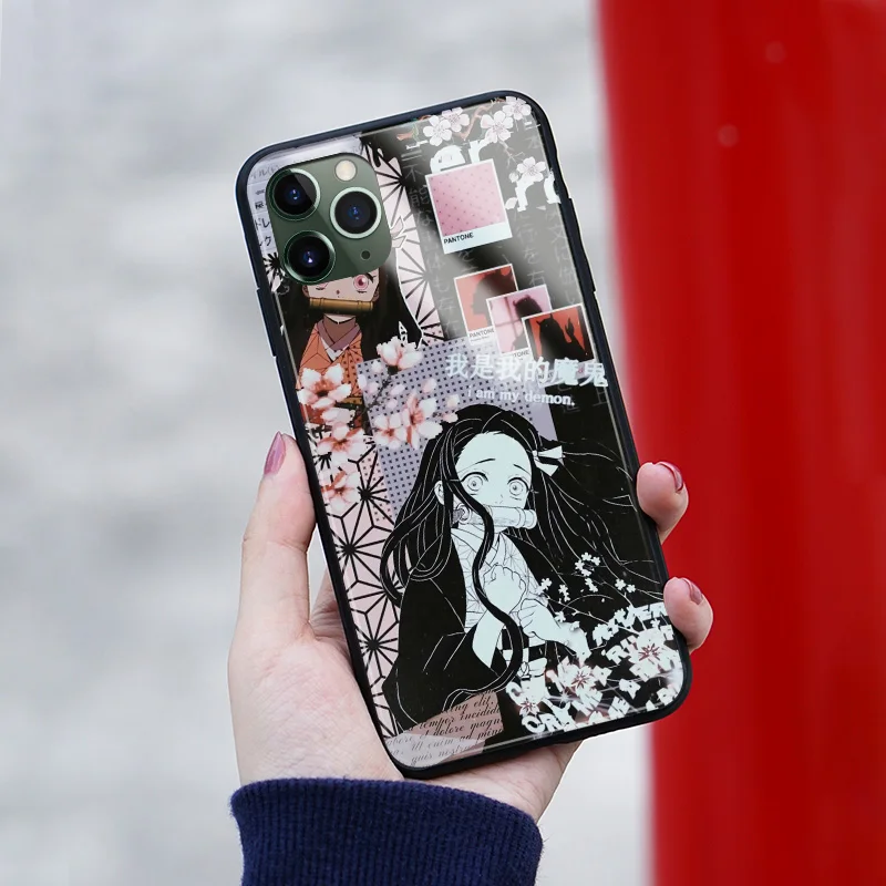 Nezuko demon slayer аниме закаленное стекло Мягкий силиконовый чехол для телефона iPhone SE 6s