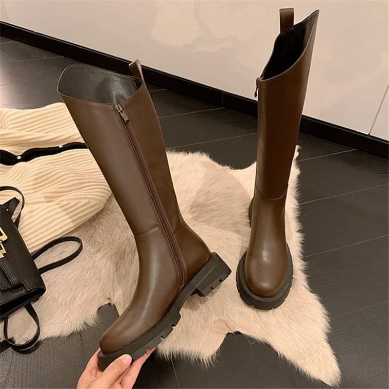 

High quality knight boots Axige same style 2021 new women's boots British high tube but knee simple Martin boots