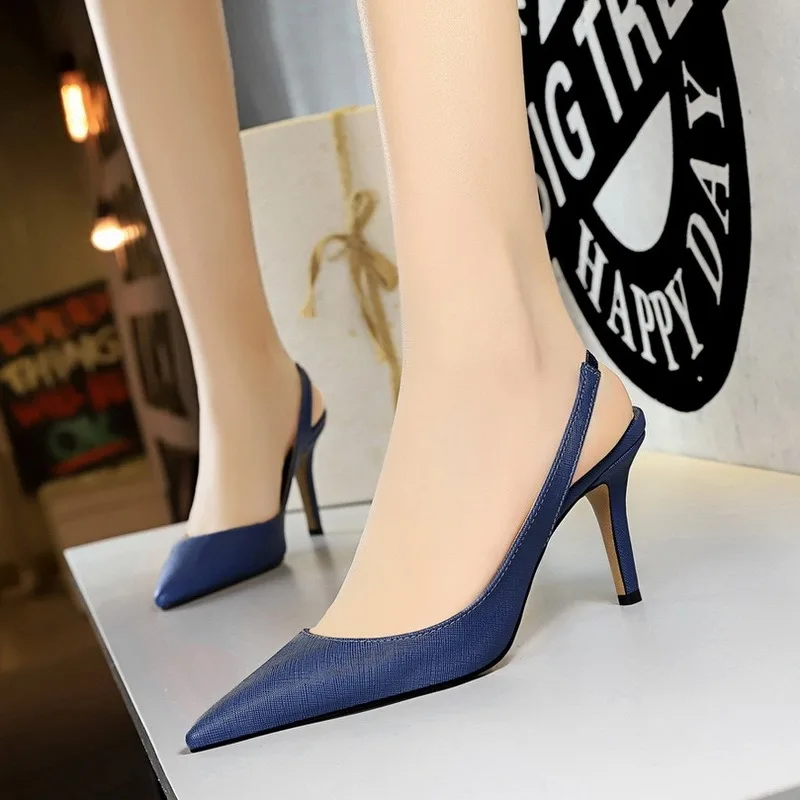 Meriahzheng 8CM 2021 New Simple High-heeled Shallow Mouth Pointed Sexy Thin Professional OL Back Strap Hollow Women's Shoes DS 
Meriahzheng 8CM 2021 New Simple High-heeled Shallow Mouth Pointed Sexy Thin Professional OL Back Strap Hollow Women's Shoes DS