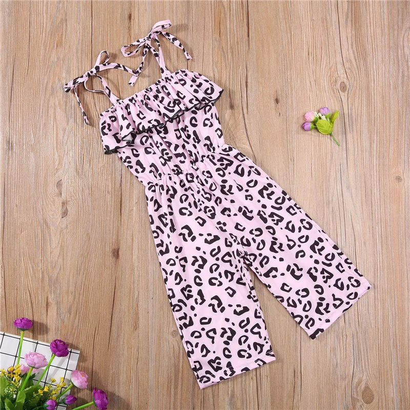 Toddler Girl Halter Strap Rompers, Fashion Sleeveless Leopard Print One-Piece Ruffle Jumpsuits
Toddler Girl Halter Strap Rompers, Fashion Sleeveless Leopard Print One-Piece Ruffle Jumpsuits