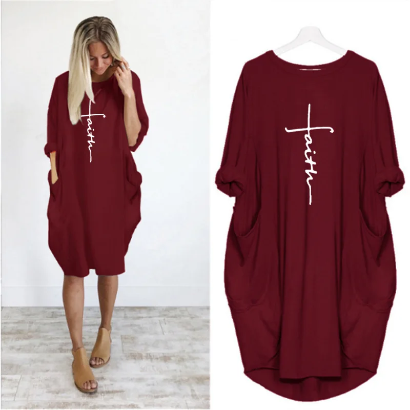 Plus Size Dresses Women Simple Print Long Sleeve o Neck Pockets Casual Party Beach Vintage Vestidos Femme Robe Streetwear Female
Plus Size Dresses Women Simple Print Long Sleeve o Neck Pockets Casual Party Beach Vintage Vestidos Femme Robe Streetwear Female