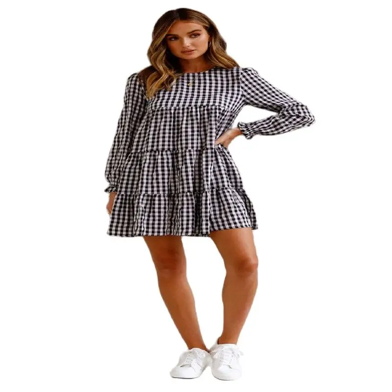 2021 Factory Price Hot Sale Women's Summer New Long-Sleeved Plaid Folds And Big Cake Women Dress
2021 Factory Price Hot Sale Women's Summer New Long-Sleeved Plaid Folds And Big Cake Women Dress