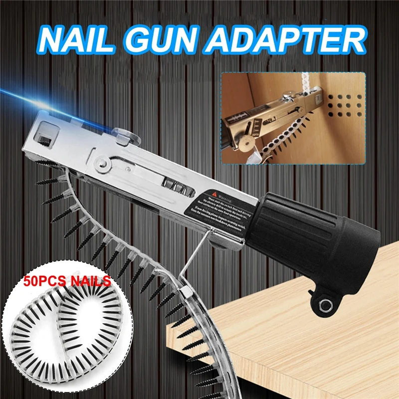 Automatic Screw Spike Chain Nail Gun Adapter Screw Gun for Electric Drill Woodworking Tool Cordless Power Drill Attachment
Automatic Screw Spike Chain Nail Gun Adapter Screw Gun for Electric Drill Woodworking Tool Cordless Power Drill Attachment