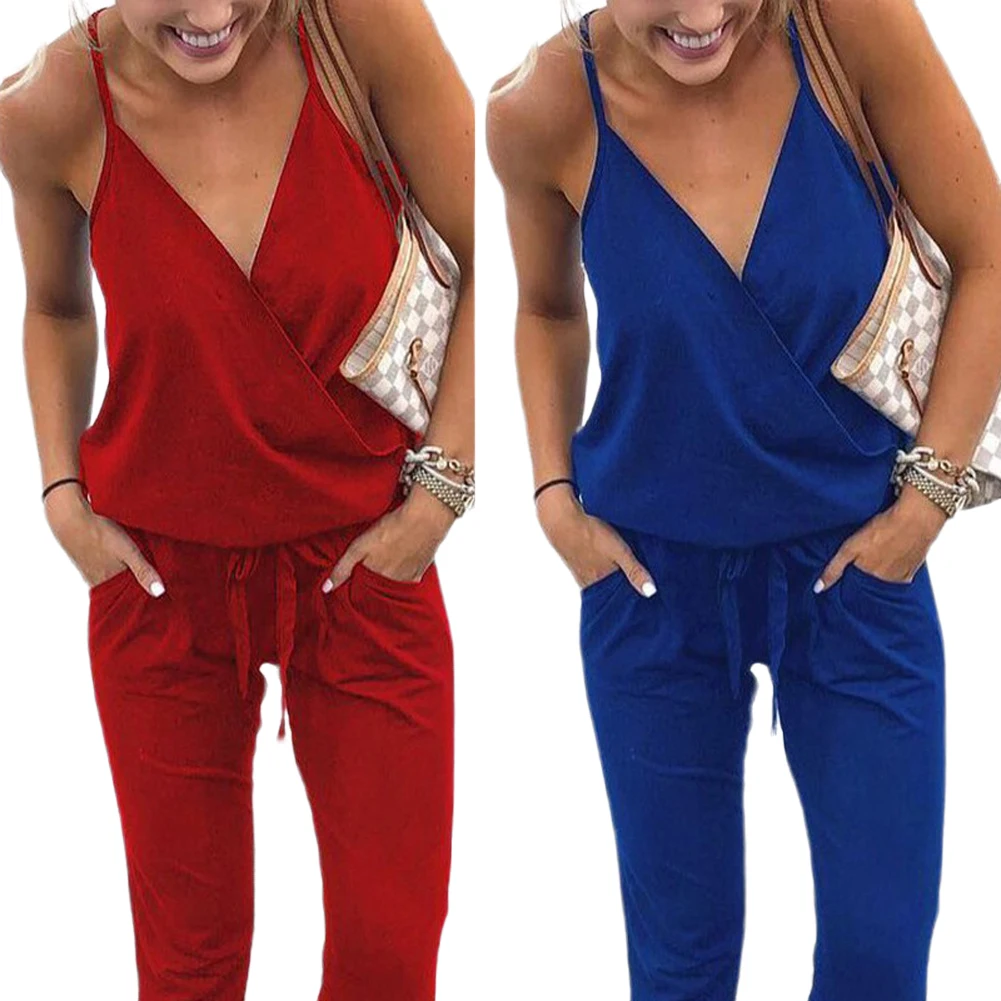 Women Fashion Lace-up Pocket Sling Jumpsuit Seay Deep V-Neck Sleeveless Casual Romper Suitable for Street Clubs S M L XL
Women Fashion Lace-up Pocket Sling Jumpsuit Seay Deep V-Neck Sleeveless Casual Romper Suitable for Street Clubs S M L XL