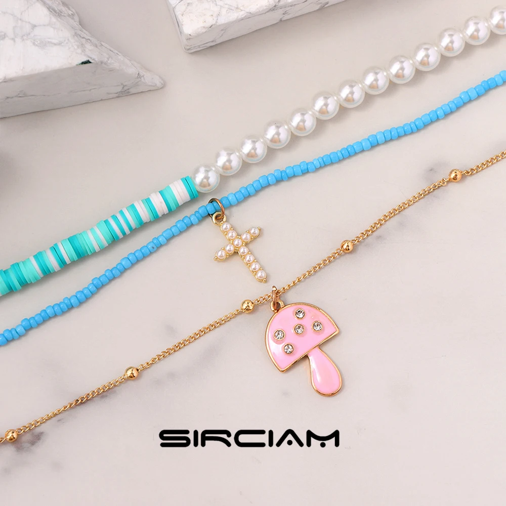 2 Pieces Pink Mushroom Pearl Cross Polymer Clay Beaded Necklace For Women Asymmetry Layered Choker Bead Sweet Wholesale Jewelry
2 Pieces Pink Mushroom Pearl Cross Polymer Clay Beaded Necklace For Women Asymmetry Layered Choker Bead Sweet Wholesale Jewelry