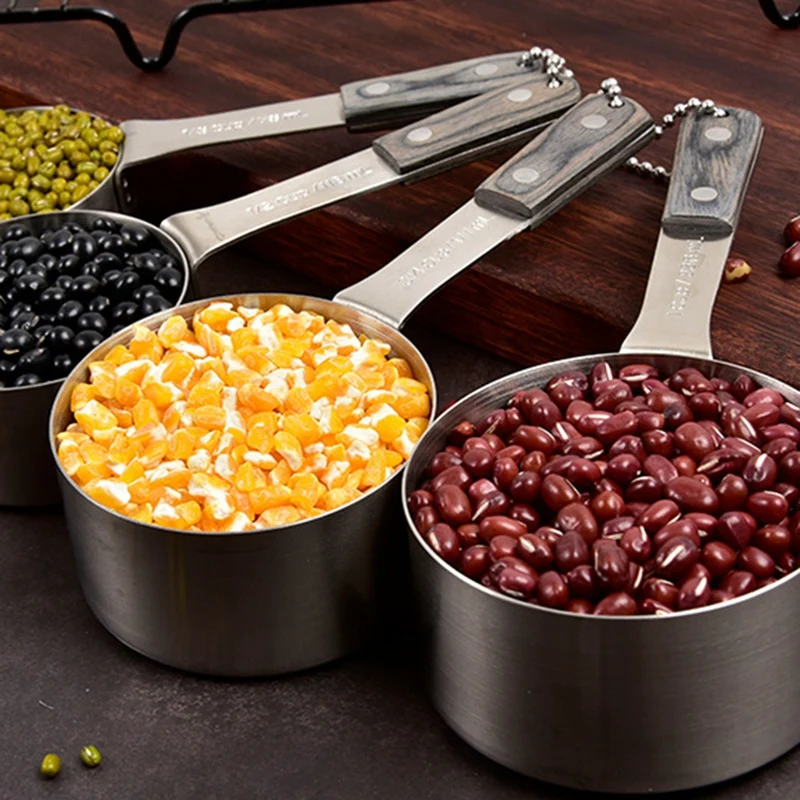 Kitchen Baking Measuring Cup of Thickened Stainless Steel Measuring Spoon Wooden Handle Seasoning
Kitchen Baking Measuring Cup of Thickened Stainless Steel Measuring Spoon Wooden Handle Seasoning