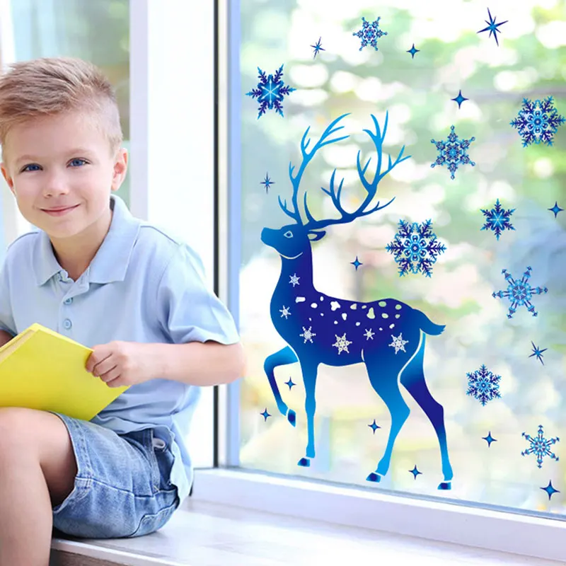 Glass Window Decoration Electrostatic Film Blue Snowflake Elk Glass Films Christmas Decoration Elk/Snowflake Sticker For Glass
Glass Window Decoration Electrostatic Film Blue Snowflake Elk Glass Films Christmas Decoration Elk/Snowflake Sticker For Glass