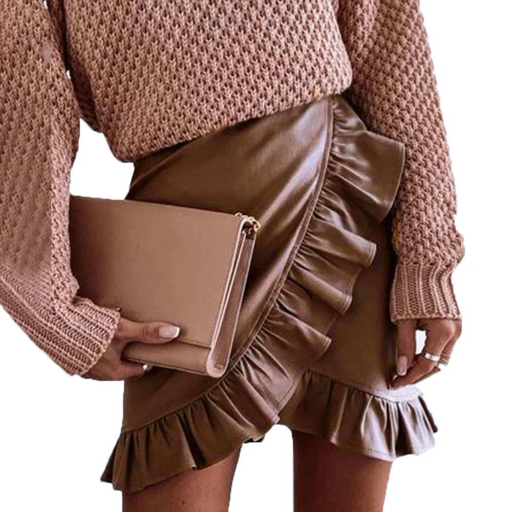 Asymmetric Women Casual PU Faux Leather Ruffle Mini Skirt Solid Short Skirt Office Ladies Work High Waist Classic Streerwear
Asymmetric Women Casual PU Faux Leather Ruffle Mini Skirt Solid Short Skirt Office Ladies Work High Waist Classic Streerwear