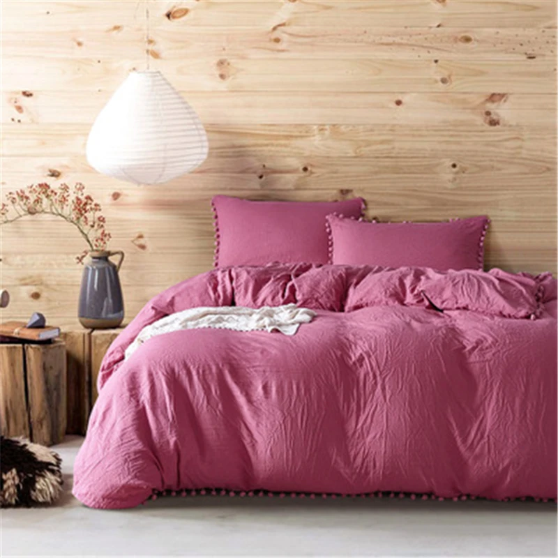 Wihte Pink Bedding Sets With Washed Ball Decorative Microfiber Fabric Queen King Duvet Cover Pillowcase Comfortable 3pcs
Wihte Pink Bedding Sets With Washed Ball Decorative Microfiber Fabric Queen King Duvet Cover Pillowcase Comfortable 3pcs