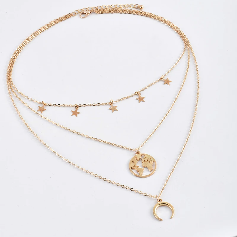 Ashion Multiple Layers Neacklace 2019 Pentagram World Map Moon Crescent Alloy Pendant Multilayer Combination Necklace
Ashion Multiple Layers Neacklace 2019 Pentagram World Map Moon Crescent Alloy Pendant Multilayer Combination Necklace