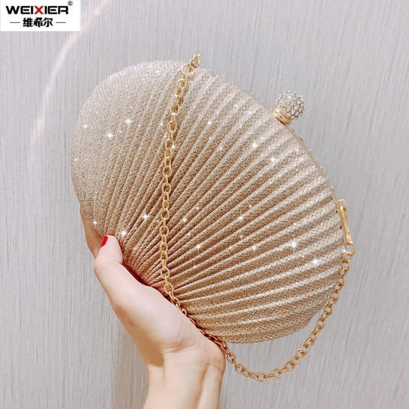 Luxury Diamonds Sequins Shell Clutch Bag Designer Clip Chain Women Shoulder Bags Gold Silver Lady Evening Bag Small Party Purses
Luxury Diamonds Sequins Shell Clutch Bag Designer Clip Chain Women Shoulder Bags Gold Silver Lady Evening Bag Small Party Purses