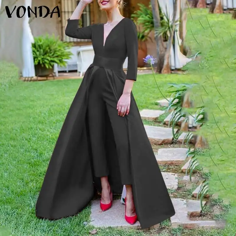 Однотонные комбинезоны VONDA 2021, Осенний женский плиссированный сексуальный комбинезон с V-образным вырезом, брюки с открытой спиной и длинны...
Однотонные комбинезоны VONDA 2021, Осенний женский плиссированный сексуальный комбинезон с V-образным вырезом, брюки с открытой спиной и длинны...