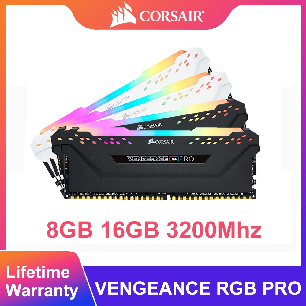 

Оперативная память CORSAIR Vengeance RGB PRO DDR4, модуль оперативной памяти DIMM для настольного компьютера, 8 ГБ, 16 ГБ, 3200 МГц, 288pin, PC4, модуль DIMM