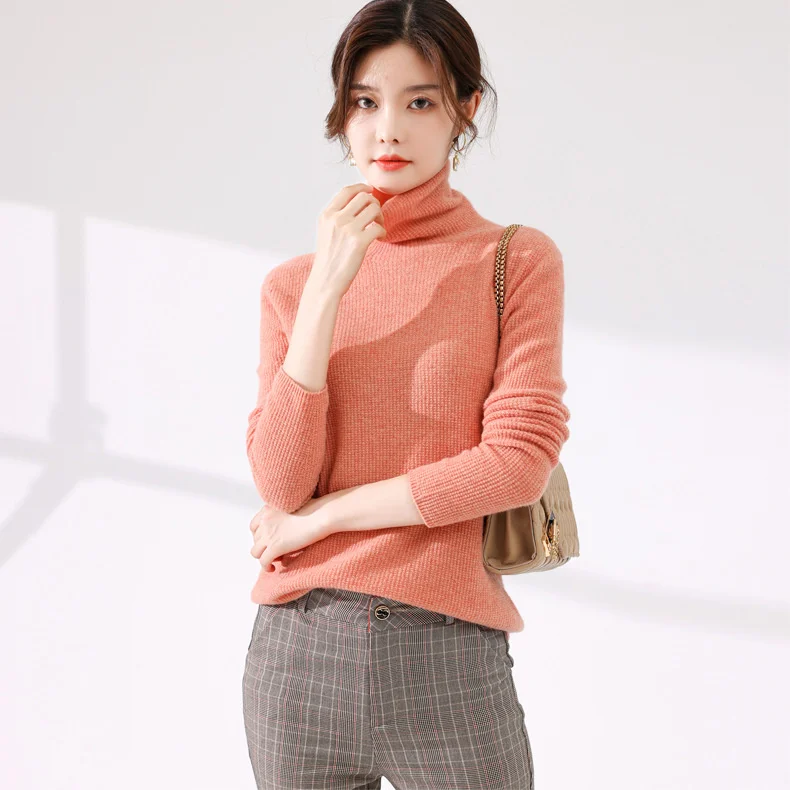 

Autumn and winter fashion high collar sweater slim knit bottomed sweater pile collar cashmere sweater women's Pullover Sweater