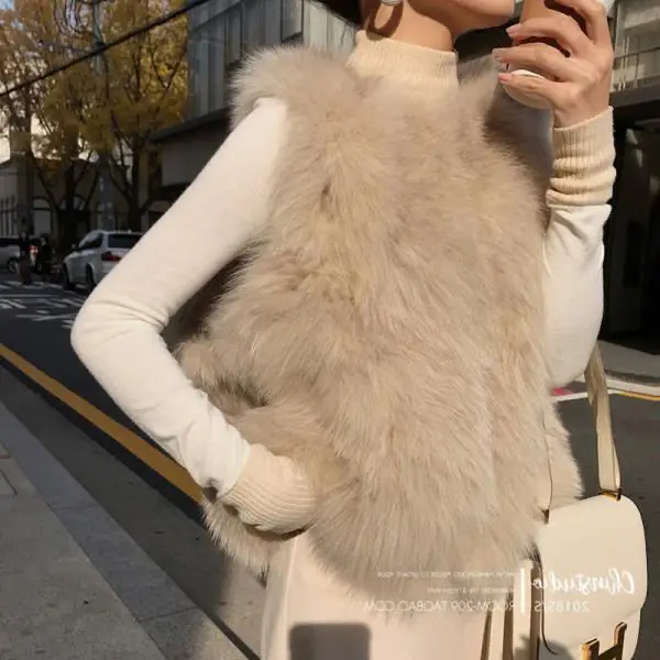 2021 Autumn Winter Women Elegant Fur Vest Lady Thick Faux Fox Sleeveless Female Luxury Loose Warm V-neck Waistcoat T150 | Женская одежда