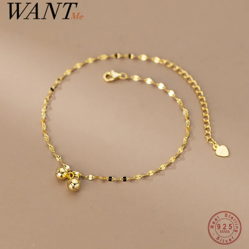 Женский ножной браслет WANTME, из серебра 925 пробы, с двойным колокольчиком
Женский ножной браслет WANTME, из серебра 925 пробы, с двойным колокольчиком
