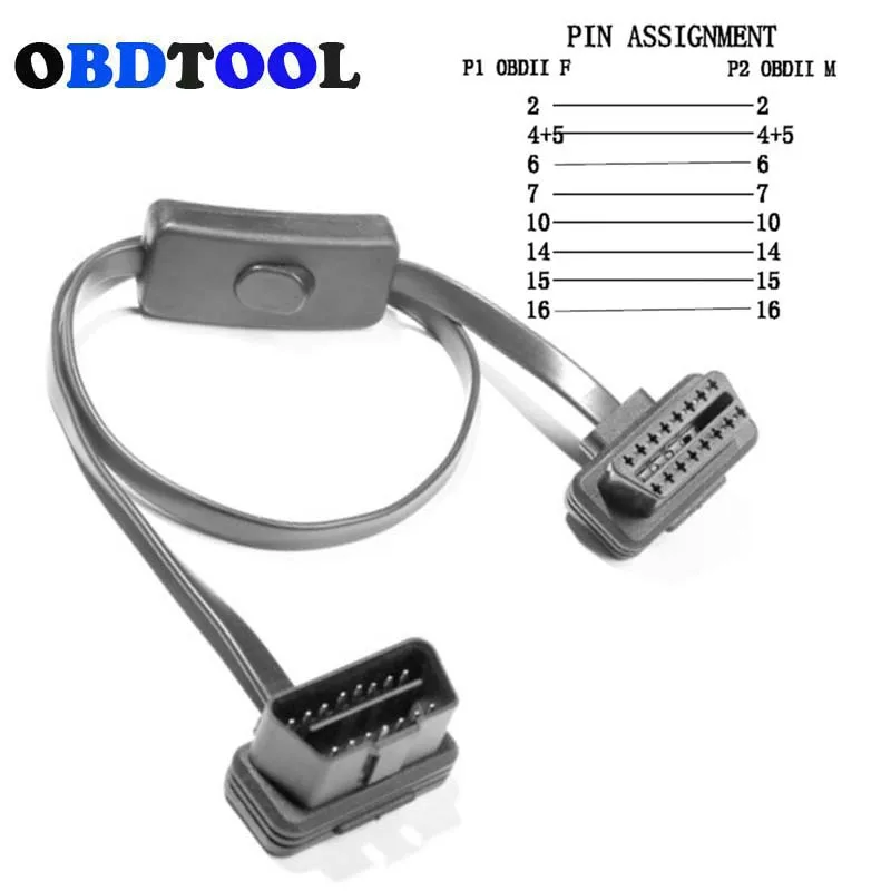 Автомобильный удлинитель OBD2, кабель-лапша с 16-контактным штекером на 16-контактный разъем, 60 см, с выключателем
Автомобильный удлинитель OBD2, кабель-лапша с 16-контактным штекером на 16-контактный разъем, 60 см, с выключателем