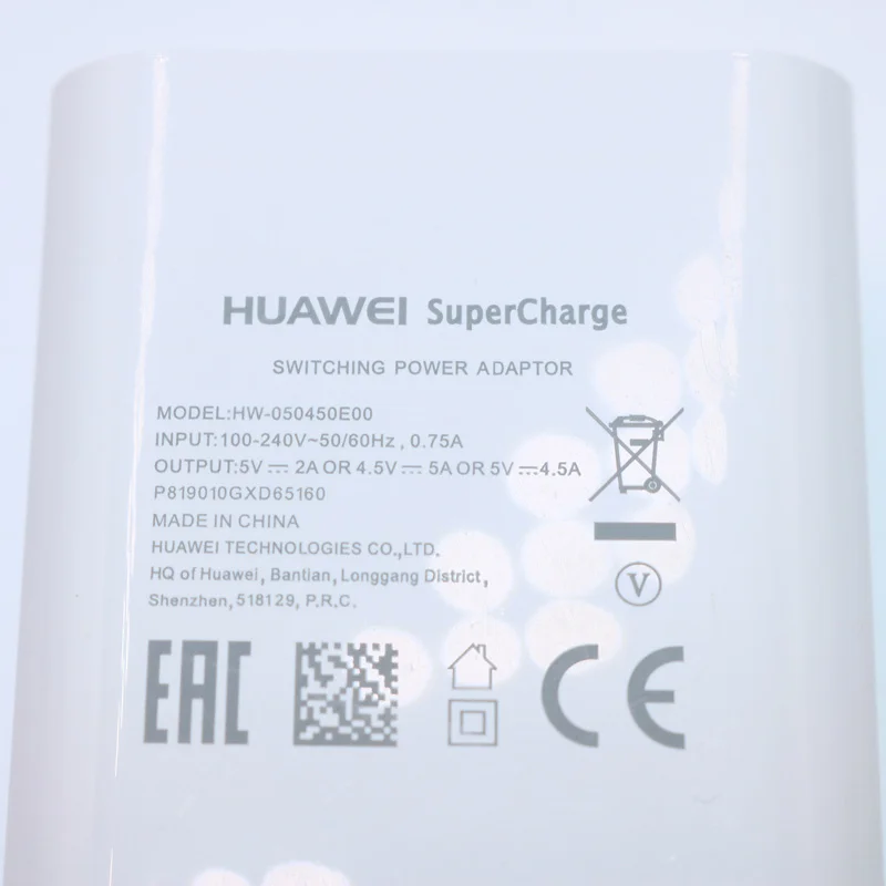 Оригинальное суперзарядное устройство Huawei 5 В/4 А кабель USB Type-C для быстрой
