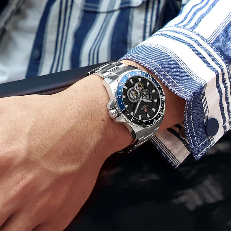 NAVIFORCE Luxury New Full Steel Self-Wind Mechanical Watches 24 Hour 10ATM Dive Automatic Miyota Movement Business Wristwatches
NAVIFORCE Luxury New Full Steel Self-Wind Mechanical Watches 24 Hour 10ATM Dive Automatic Miyota Movement Business Wristwatches