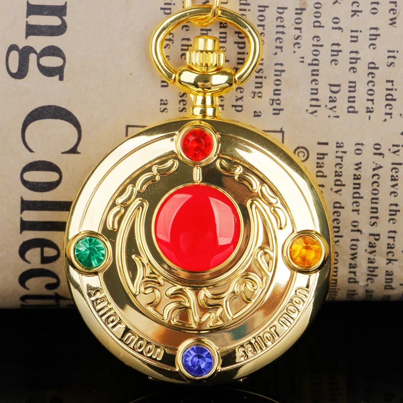 Golden Quartz Pocket Watch Gem Inlaid Pendant Moon Warrior Theme Exquisite Watch Clock Children Anime Girl Ladies Watch
Golden Quartz Pocket Watch Gem Inlaid Pendant Moon Warrior Theme Exquisite Watch Clock Children Anime Girl Ladies Watch