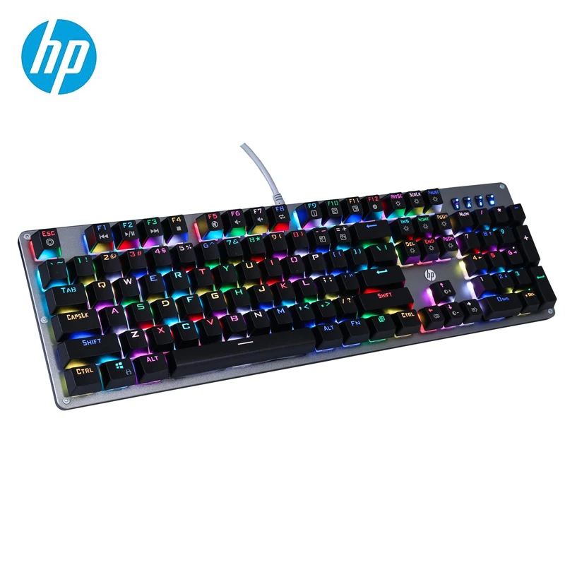 Механическая игровая клавиатура HP 104 клавиш цветная подсветка металлическая