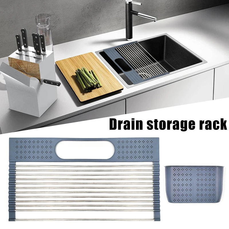 Roll-Up Sink Rack Foldable Stainless Steel Silicone Storage Drain Rack for Kitchen GQ
Roll-Up Sink Rack Foldable Stainless Steel Silicone Storage Drain Rack for Kitchen GQ