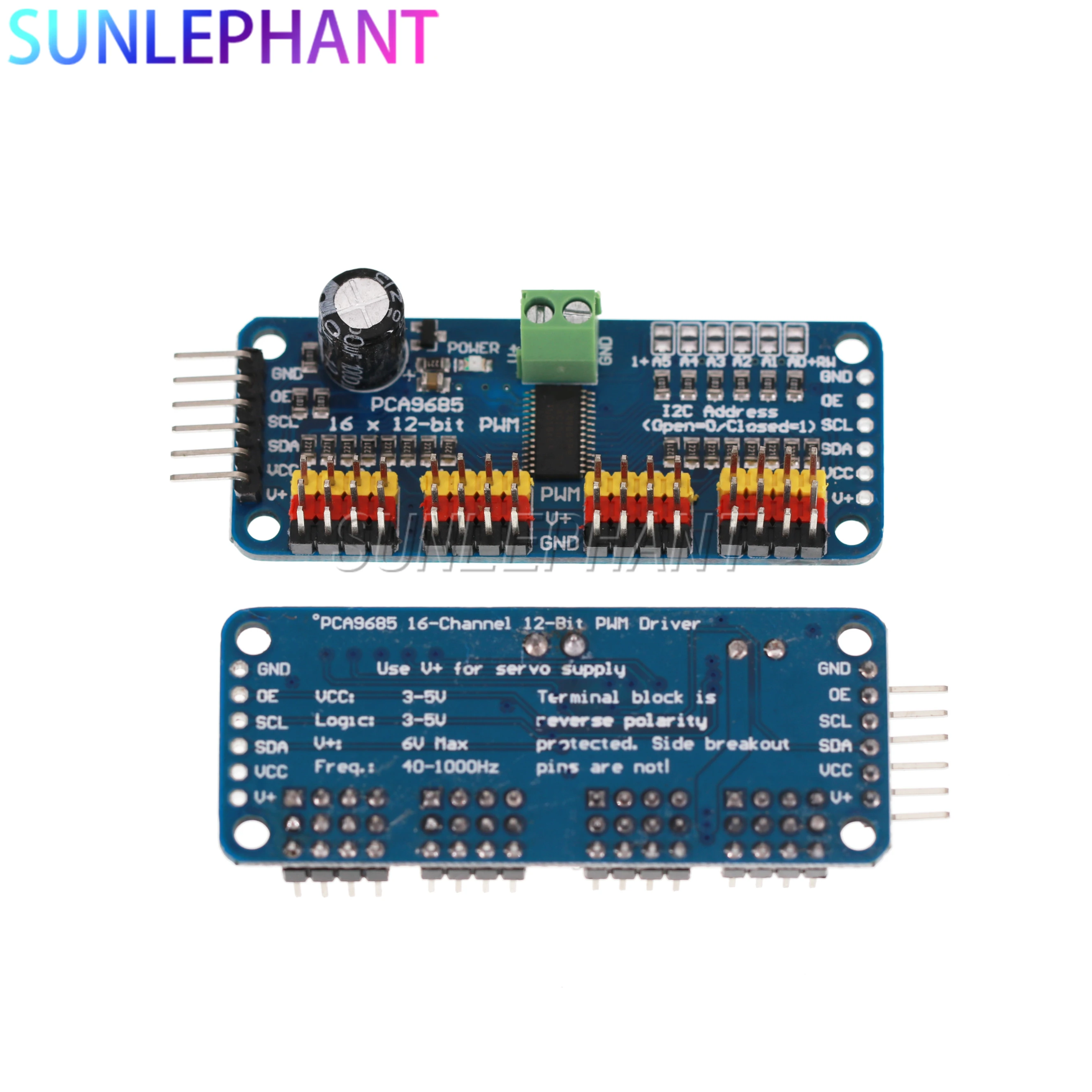 16 Channel 12-bit PWM/Servo Driver-I2C Interface PCA9685 Module Raspberry Pi Shield Module Servo Shield
16 Channel 12-bit PWM/Servo Driver-I2C Interface PCA9685 Module Raspberry Pi Shield Module Servo Shield