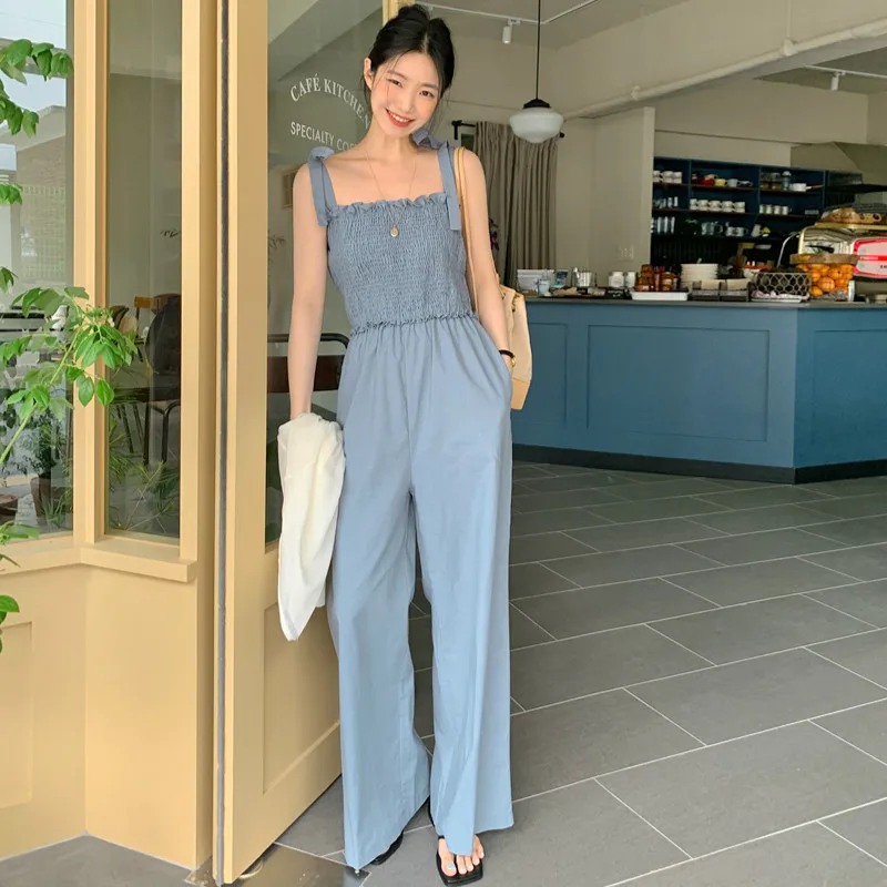 Sannian Summer New Temperament Haze Blue Square Neck Wooden Ear Ruffle Design Waist Wide Leg Jumpsuit Pants Women Clothes
Sannian Summer New Temperament Haze Blue Square Neck Wooden Ear Ruffle Design Waist Wide Leg Jumpsuit Pants Women Clothes