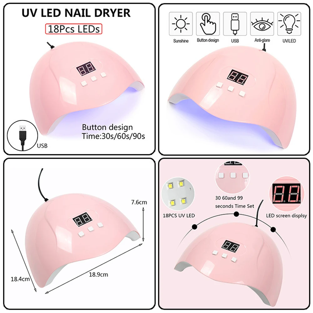 Pro Nail Art Tool Set Full Manicure Set Practical Polish Glue Primer Nail Clippers Nail Drill Kit with UV LED Lamp No Cracking
Pro Nail Art Tool Set Full Manicure Set Practical Polish Glue Primer Nail Clippers Nail Drill Kit with UV LED Lamp No Cracking