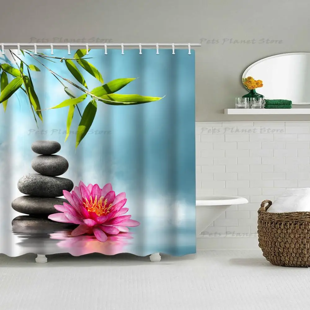 Yoga Style Bamboo Forest Pebble Printed Shower Curtain Waterproof Non-porous Bathroom Curtain
Yoga Style Bamboo Forest Pebble Printed Shower Curtain Waterproof Non-porous Bathroom Curtain