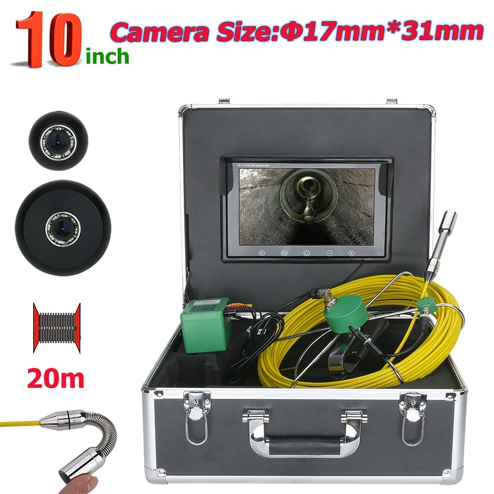 20M 10 inch 17mm Industrial Pipe Sewer Inspection Camera IP68 Waterproof Drain Pipe Sewer Inspection Camera System
20M 10 inch 17mm Industrial Pipe Sewer Inspection Camera IP68 Waterproof Drain Pipe Sewer Inspection Camera System