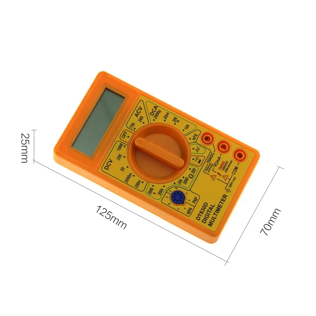 DT-830D Mini Pocket Digital Multimeter 1999 Counts AC-D/C Volt Amp Ohm Diode hFE Continuity Tester Ammeter Voltmeter Ohmmeter
DT-830D Mini Pocket Digital Multimeter 1999 Counts AC-D/C Volt Amp Ohm Diode hFE Continuity Tester Ammeter Voltmeter Ohmmeter