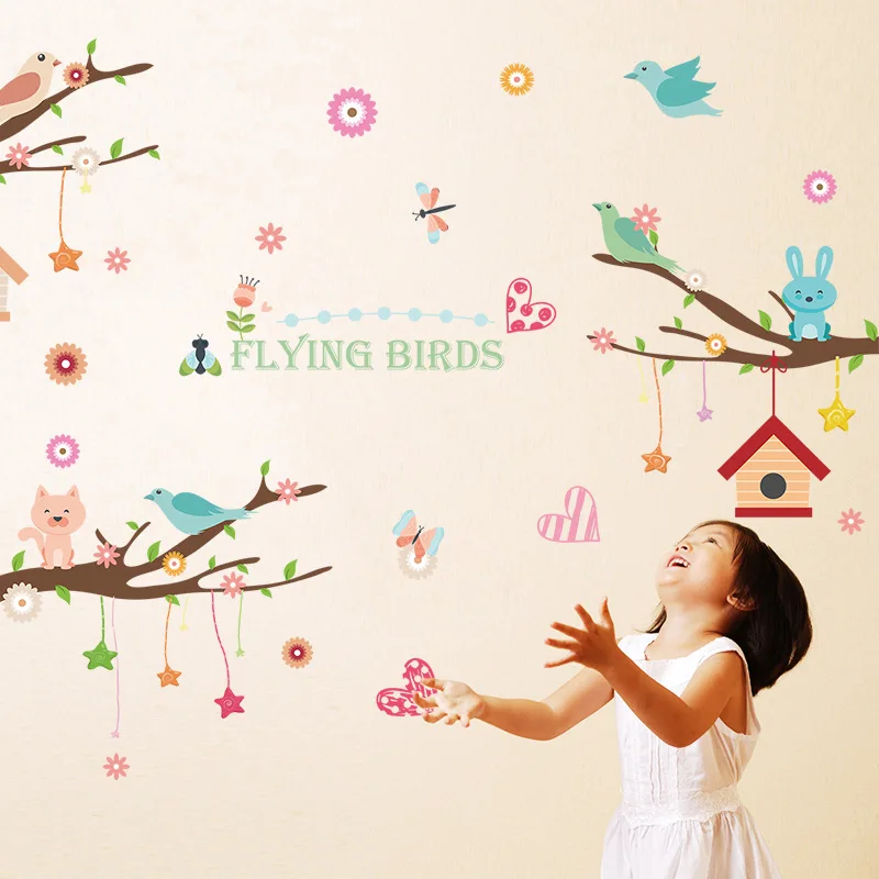 Small animals on the branches of children's room environmental protection plane waterproof wall stickers removable PVC
Small animals on the branches of children's room environmental protection plane waterproof wall stickers removable PVC