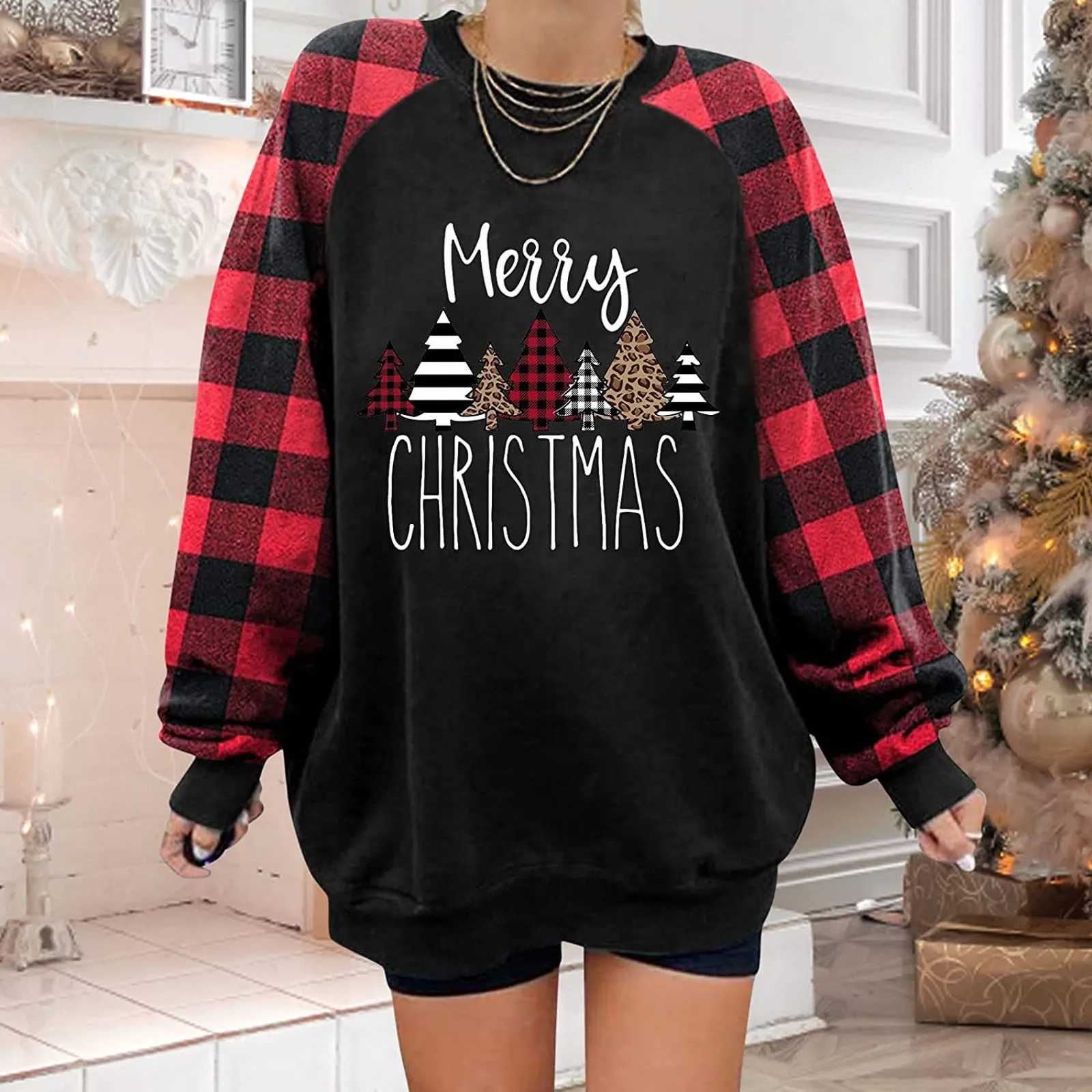 New Autumn Winter Oversized Sweatshirt Womens Merry Christmas Print Plaid Stitching Tops Pullovers Ladies Clothing sudaderas
New Autumn Winter Oversized Sweatshirt Womens Merry Christmas Print Plaid Stitching Tops Pullovers Ladies Clothing sudaderas