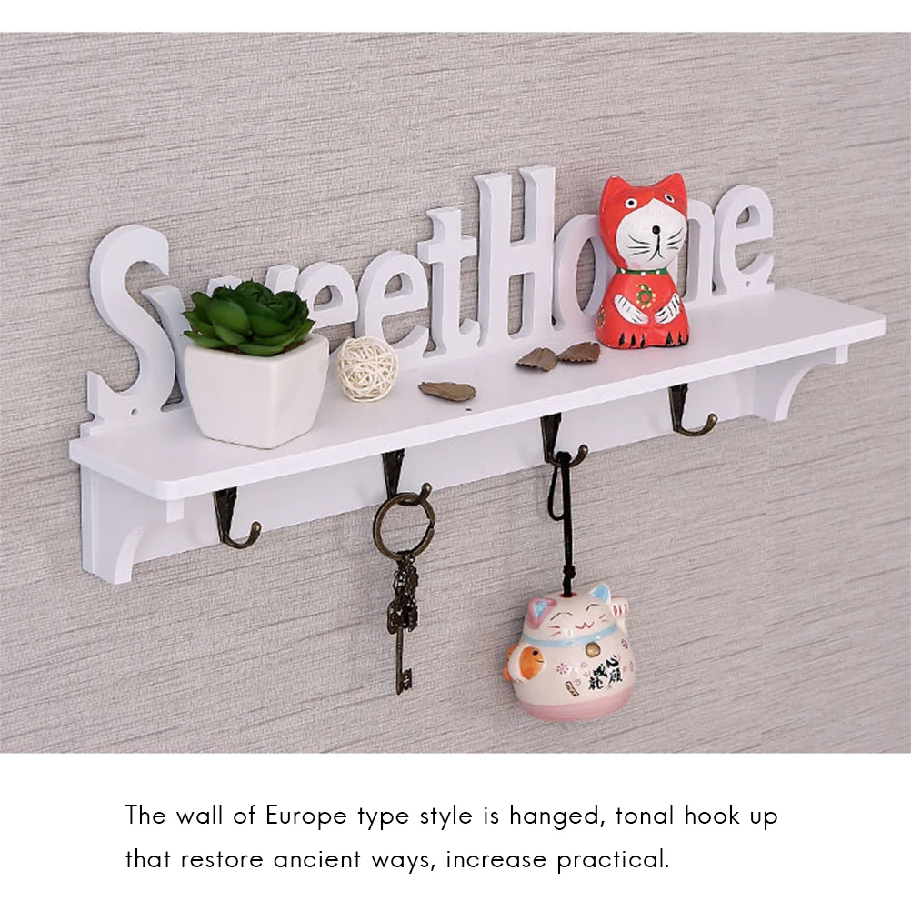 Sweet Home Wooden Wall Mounted Coat Hook Wall Hook with Shelf Four Hooks Home Decoration
Sweet Home Wooden Wall Mounted Coat Hook Wall Hook with Shelf Four Hooks Home Decoration
