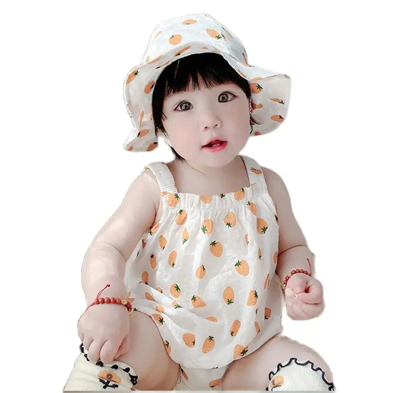 Korean Baby Girls Romper Summer Infant Newborn Sleeveless Girls Print Jumpsuit+hat 2pcs Baby Cotton Linen Lovely Clothes Outfits
Korean Baby Girls Romper Summer Infant Newborn Sleeveless Girls Print Jumpsuit+hat 2pcs Baby Cotton Linen Lovely Clothes Outfits