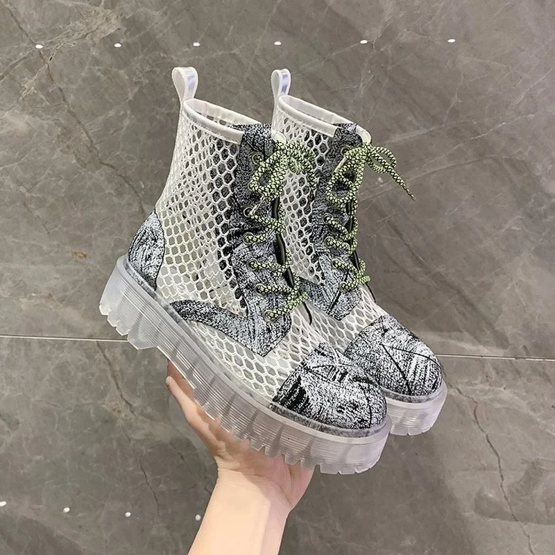 European station thick-soled color Martin boots women 2021 new horsehair mesh sandals platform hollow hole boots European goods
European station thick-soled color Martin boots women 2021 new horsehair mesh sandals platform hollow hole boots European goods
