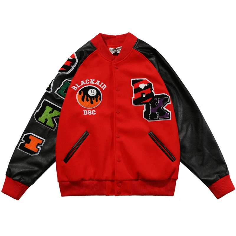 Vintage Bomber Jacket Autumn Oversized V-neck Unisex Outwear Streetwear Men Furry Billiards Embroidery Varsity Baseball Jackets
Vintage Bomber Jacket Autumn Oversized V-neck Unisex Outwear Streetwear Men Furry Billiards Embroidery Varsity Baseball Jackets